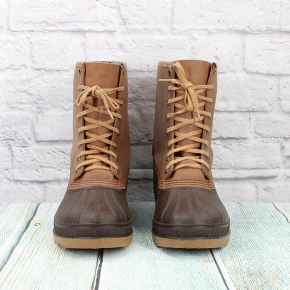 Sorel Brown Leather Lace Up Insulated Ankle Winter Duck Boots Size 11 - Picture 4 of 9